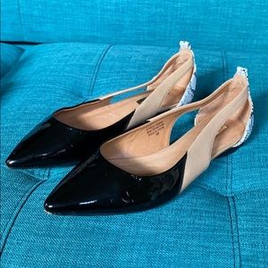 Halogen black tan snakeskin flats